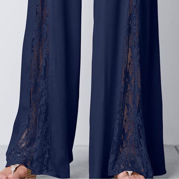 Sold elsewhere Lace Inset Jumpsuit M Navy Blue Brand New - Picture 8 of 11